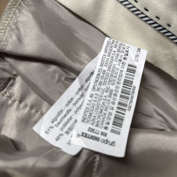 Zara Tan Dress Pants Cuffed Cotton Blend Size 8 - Picture 4 of 7